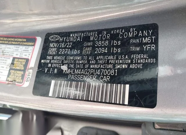 KMHLM4AG2PU470081 2023 2023 Hyundai Elantra- Sel 9