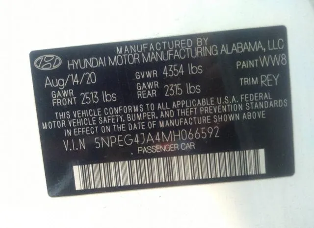 5NPEG4JA4MH066592 2021 2021 Hyundai Sonata- SE 9