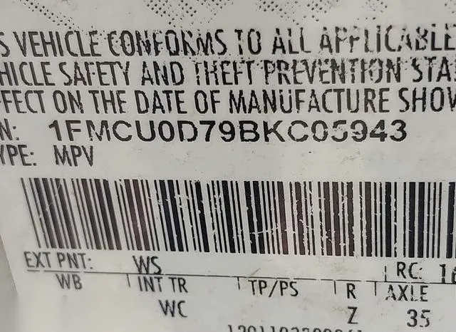 1FMCU0D79BKC05943 2011 2011 Ford Escape- Xlt 9