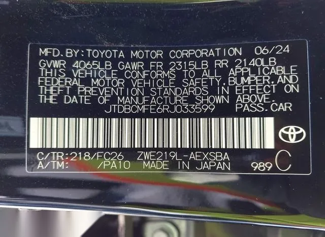 JTDBCMFE6RJ033599 2024 2024 Toyota Corolla- Hybrid Se 9