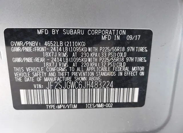 JF2SJGWC6JH483224 2018 2018 Subaru Forester- 2-0Xt Touring 9