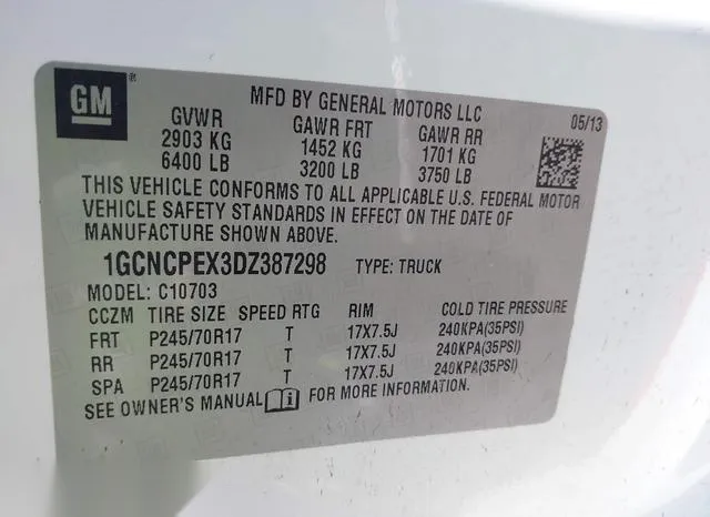 1GCNCPEX3DZ387298 2013 2013 Chevrolet Silverado 1500- Work 9