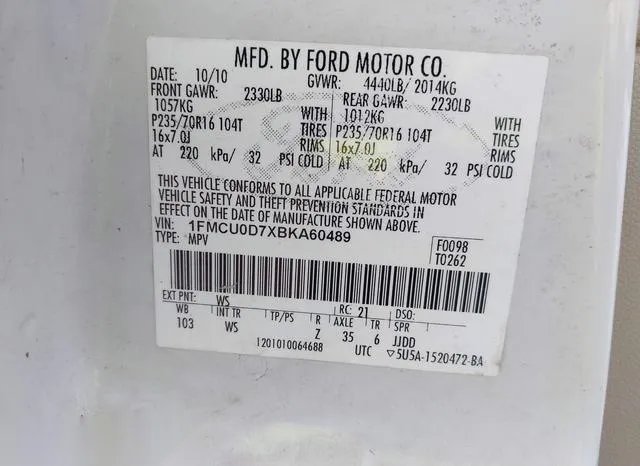 1FMCU0D7XBKA60489 2011 2011 Ford Escape- Xlt 9