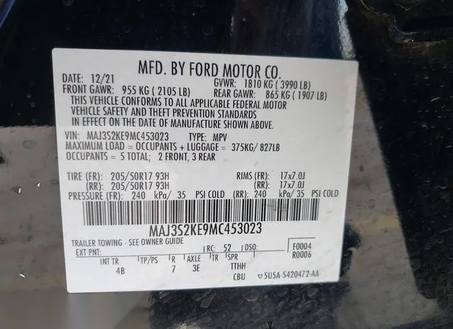 MAJ3S2KE9MC453023 2021 2021 Ford Ecosport- Titanium 9