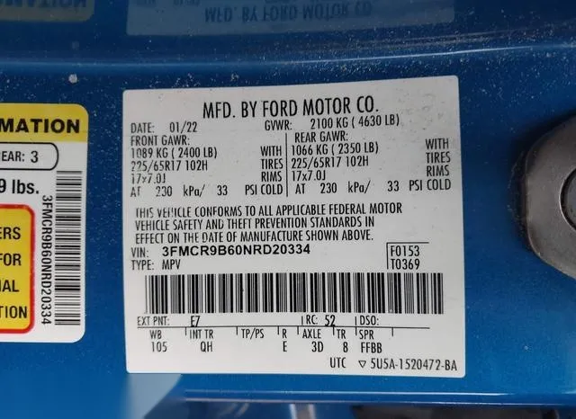 3FMCR9B60NRD20334 2022 2022 Ford Bronco Sport- Big Bend 9