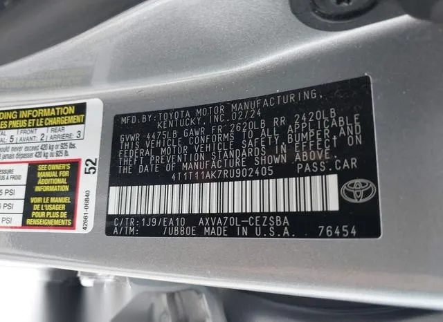 4T1T11AK7RU902405 2024 2024 Toyota Camry- SE 9