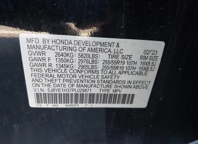 5J8YE1H37PL029871 2023 2023 Acura MDX- Standard 9