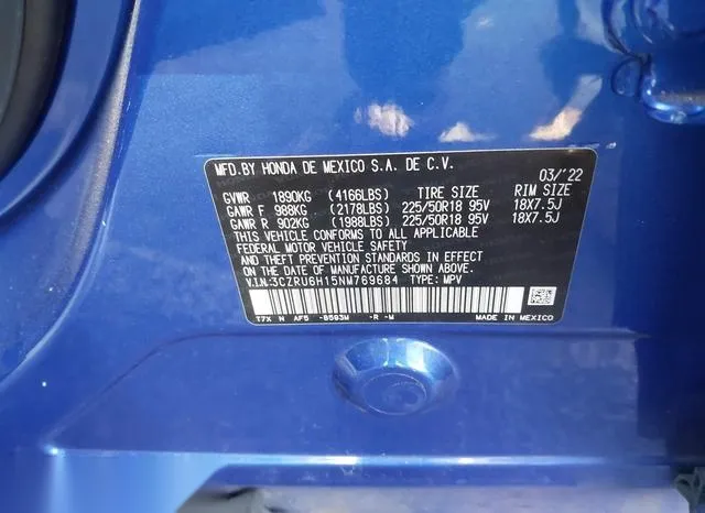 3CZRU6H15NM769684 2022 2022 Honda HR-V- Awd Sport 9