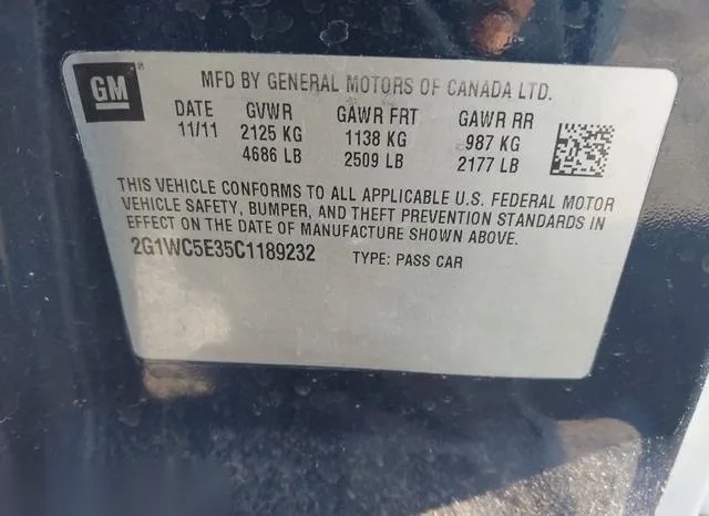 2G1WC5E35C1189232 2012 2012 Chevrolet Impala- Ltz 9