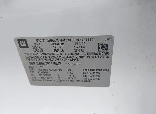 2GNALBEKXF1149358 2015 2015 Chevrolet Equinox- 1LT 9