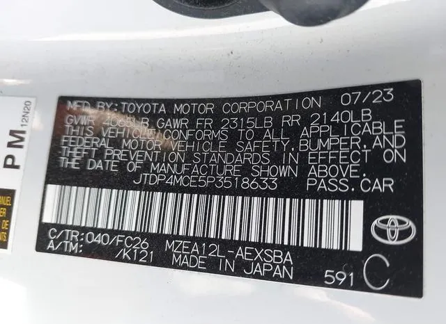 JTDP4MCE5P3518633 2023 2023 Toyota Corolla- SE 9