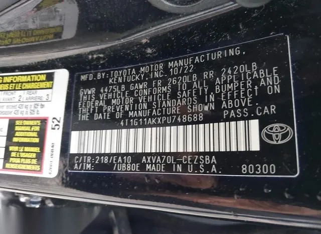 4T1G11AKXPU748688 2023 2023 Toyota Camry- SE 9