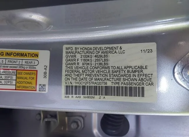 1HGCY2F57RA020758 2024 2024 Honda Accord- Hybrid Sport 9