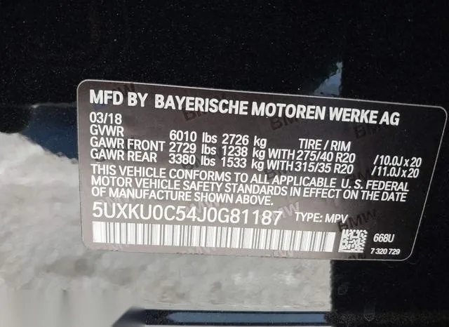 5UXKU0C54J0G81187 2018 2018 BMW X6- Sdrive35I 9