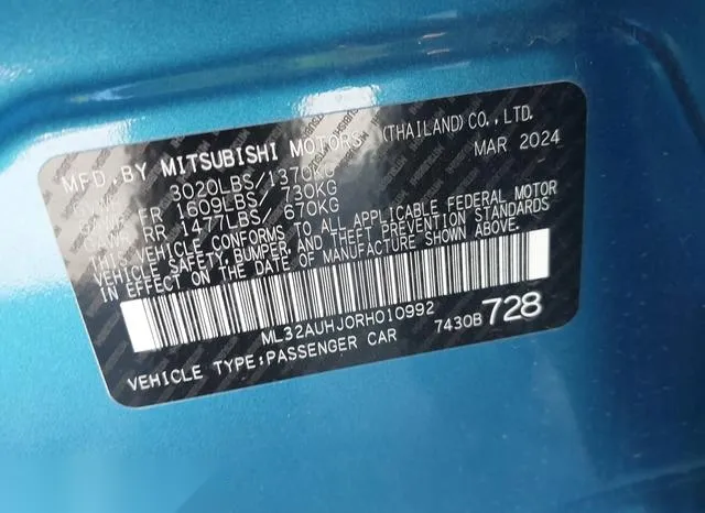 ML32AUHJ0RH010992 2024 2024 Mitsubishi Mirage- ES 9