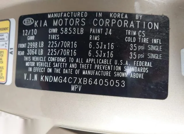 KNDMG4C7XB6405053 2011 2011 KIA Sedona- LX 9