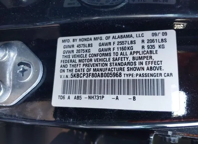 5KBCP3F80AB005968 2010 2010 Honda Accord- 3-5 Ex-L 9