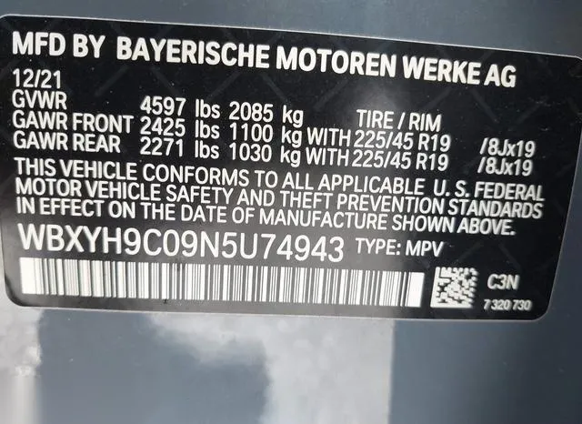 WBXYH9C09N5U74943 2022 2022 BMW X2- Sdrive28I 9