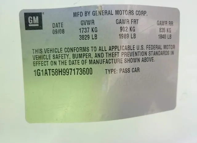 1G1AT58H997173600 2009 2009 Chevrolet Cobalt- LT 9