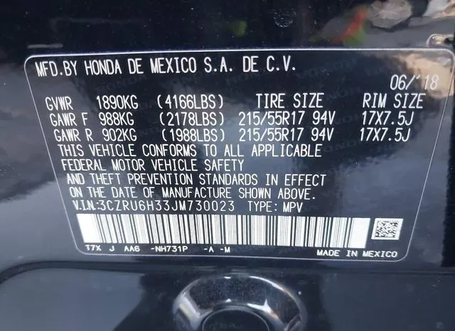 3CZRU6H33JM730023 2018 2018 Honda HR-V- LX 9