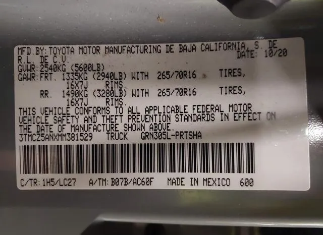 3TMCZ5ANXMM381529 2021 2021 Toyota Tacoma- Trd Off-Road 9