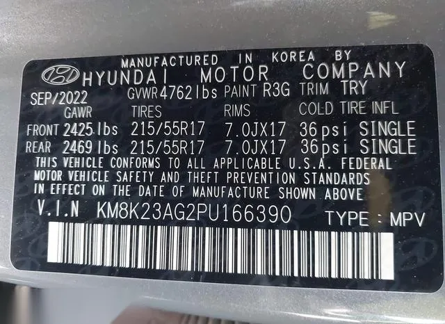 KM8K23AG2PU166390 2023 2023 Hyundai Kona- Electric SE 9