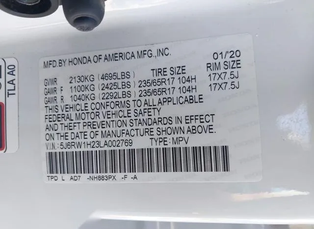 5J6RW1H23LA002769 2020 2020 Honda CR-V- 2Wd Lx 9