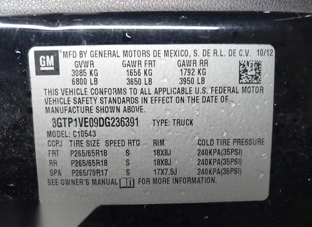 3GTP1VE09DG236391 2013 2013 GMC Sierra- 1500 Sle 9