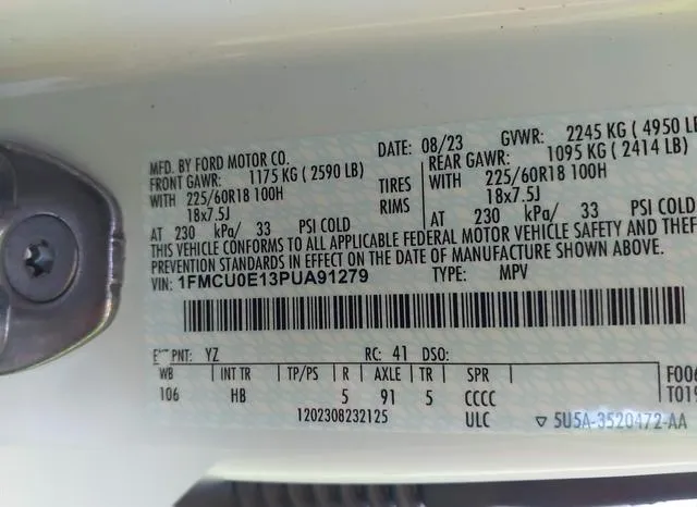 1FMCU0E13PUA91279 2023 2023 Ford Escape- Phev 9