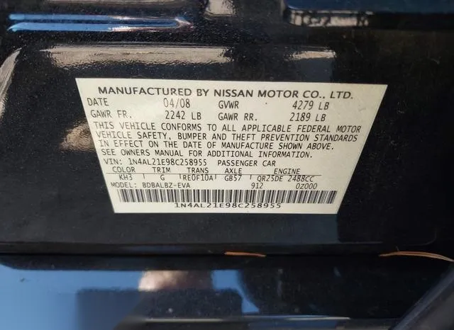 1N4AL21E98C258955 2008 2008 Nissan Altima- 2-5 S 9