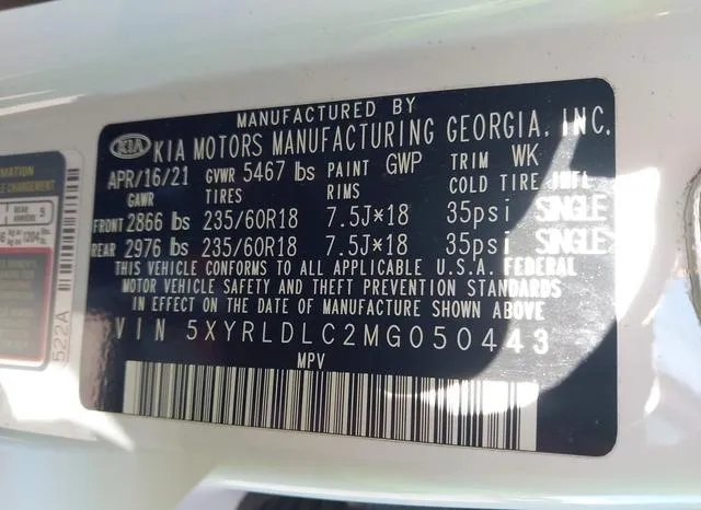 5XYRLDLC2MG050443 2021 2021 KIA Sorento- S 9