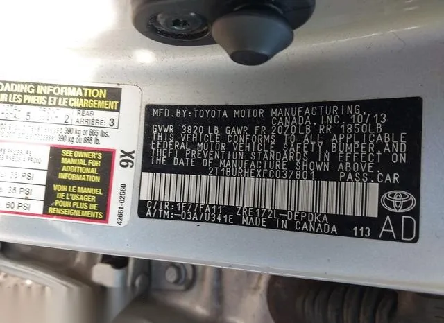 2T1BURHEXEC037801 2014 2014 Toyota Corolla- L 9