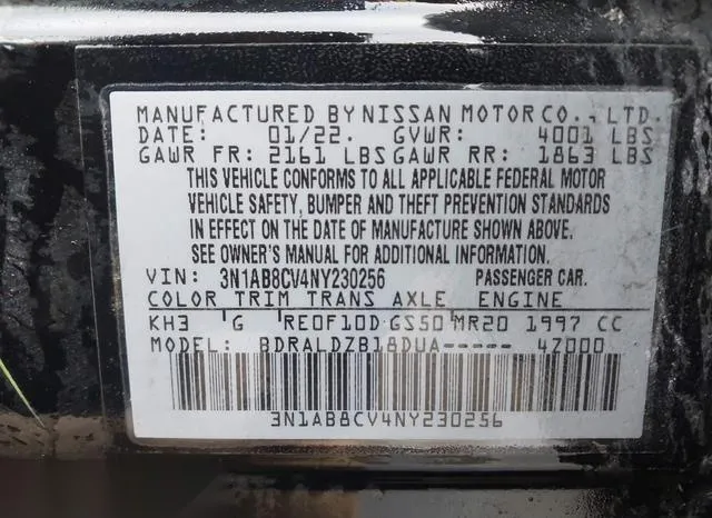 3N1AB8CV4NY230256 2022 2022 Nissan Sentra- Sv Xtronic Cvt 9