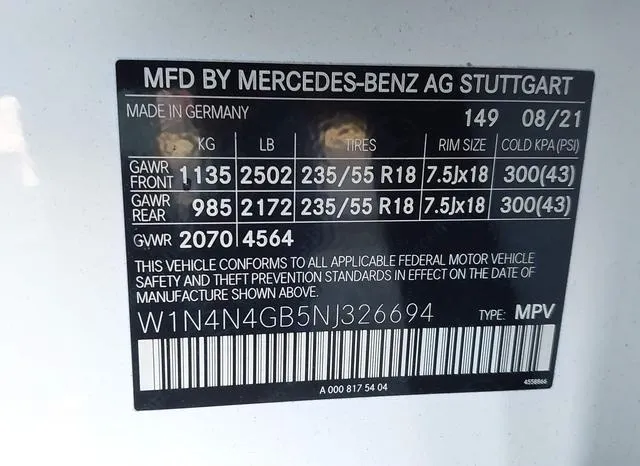 W1N4N4GB5NJ326694 2022 2022 Mercedes-Benz GLA 250 9