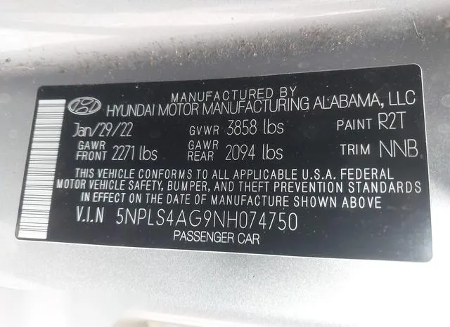 5NPLS4AG9NH074750 2022 2022 Hyundai Elantra- Sel 9