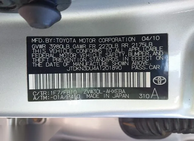 JTDKN3DU4A1201890 2010 2010 Toyota Prius- Iii 9