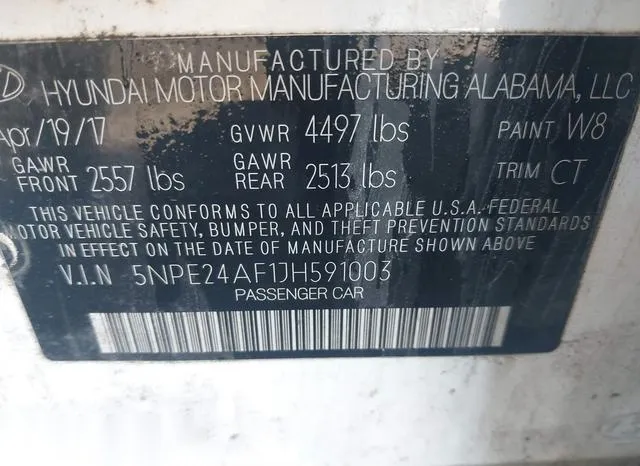 5NPE24AF1JH591003 2018 2018 Hyundai Sonata- SE 9