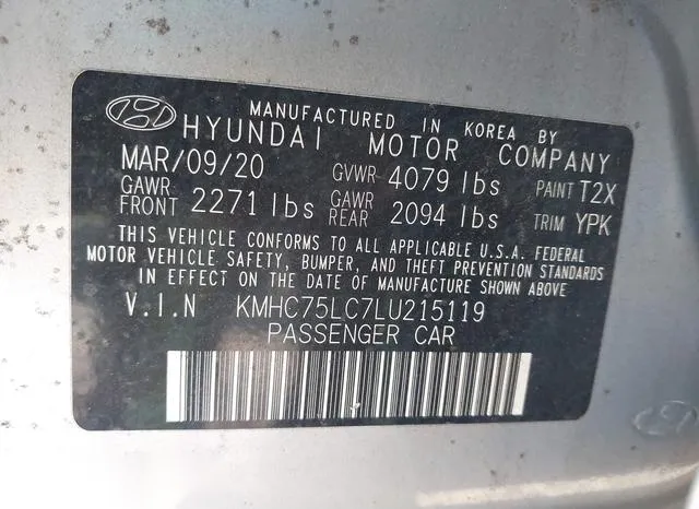 KMHC75LC7LU215119 2020 2020 Hyundai Ioniq- Hybrid SE 9