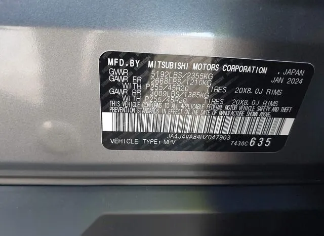 JA4J4VA84RZ047903 2024 2024 Mitsubishi Outlander- SE 2-5 9