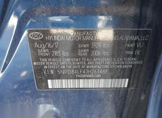 5NPD84LF4JH263467 2018 2018 Hyundai Elantra- Sel 9