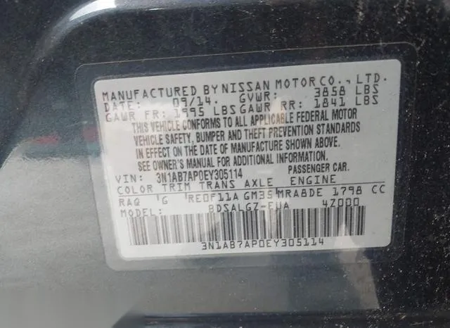 3N1AB7AP0EY305114 2014 2014 Nissan Sentra- SL 9