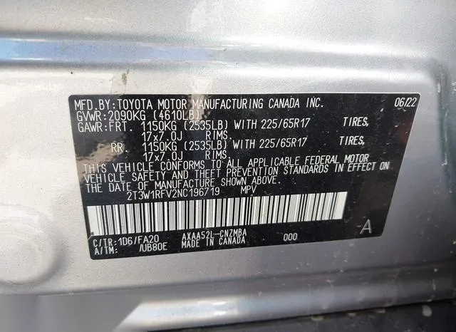 2T3W1RFV2NC196719 2022 2022 Toyota RAV4- Xle 9