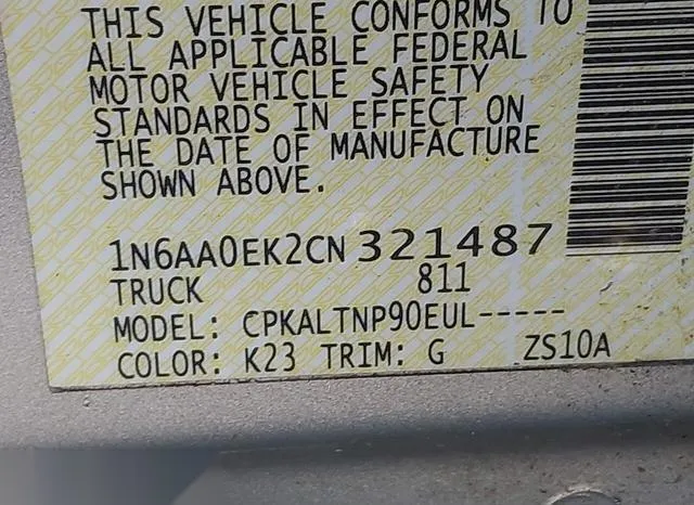 1N6AA0EK2CN321487 2012 2012 Nissan Titan- SV 9