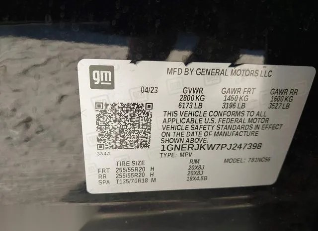 1GNERJKW7PJ247398 2023 2023 Chevrolet Traverse- Fwd Rs 9