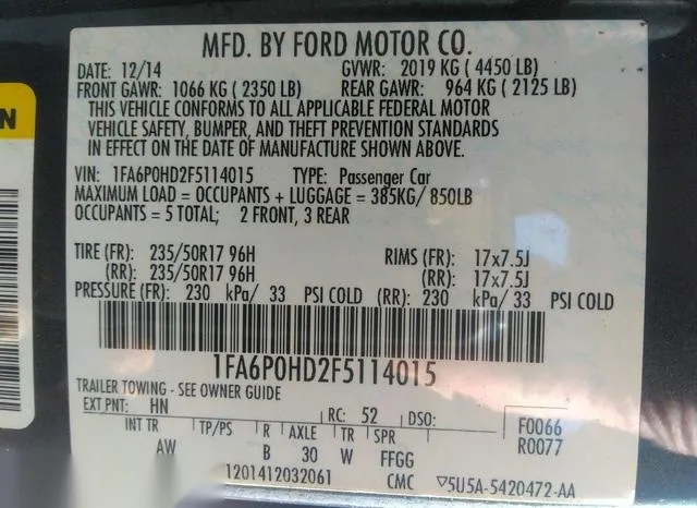 1FA6P0HD2F5114015 2015 2015 Ford Fusion- SE 9