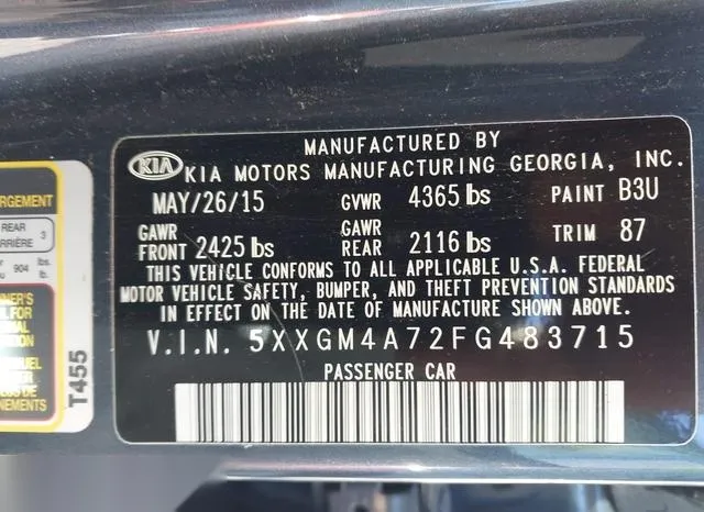 5XXGM4A72FG483715 2015 2015 KIA Optima- LX 9