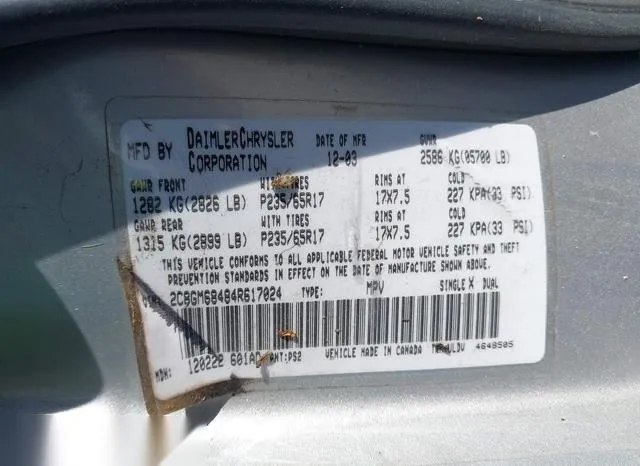 2C8GM68484R617024 2004 2004 Chrysler Pacifica 9