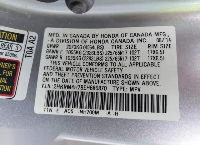 2HKRM4H78EH686870 2014 2014 Honda CR-V- Ex-L 9