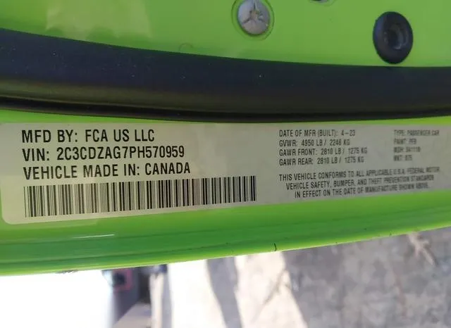 2C3CDZAG7PH570959 2023 2023 Dodge Challenger- Sxt 9