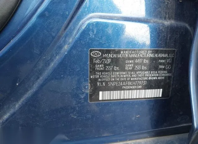 5NPE24AF8KH779731 2019 2019 Hyundai Sonata- SE 9